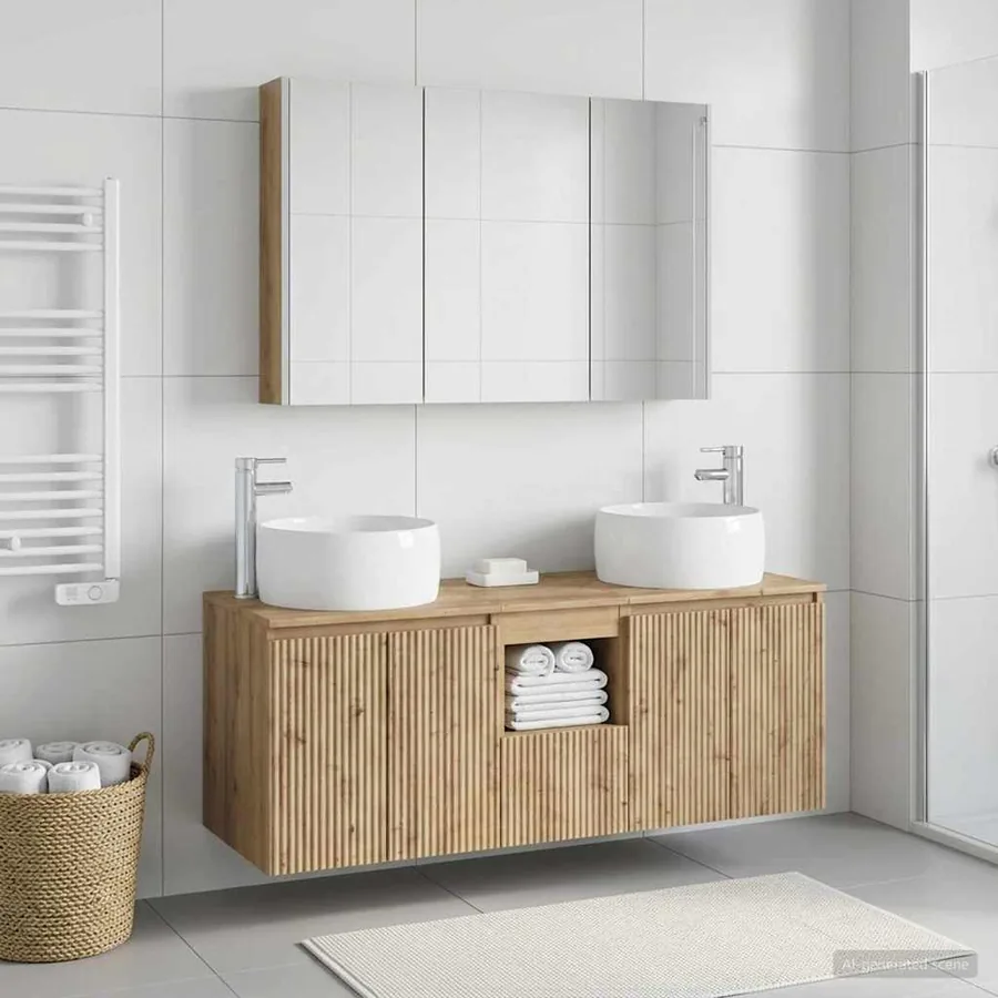 Ensemble d'armoire de salle de bain 4 pc Chêne artisanal