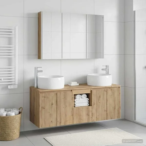 Ensemble d'armoire de salle de bain 4 pc Chêne artisanal
