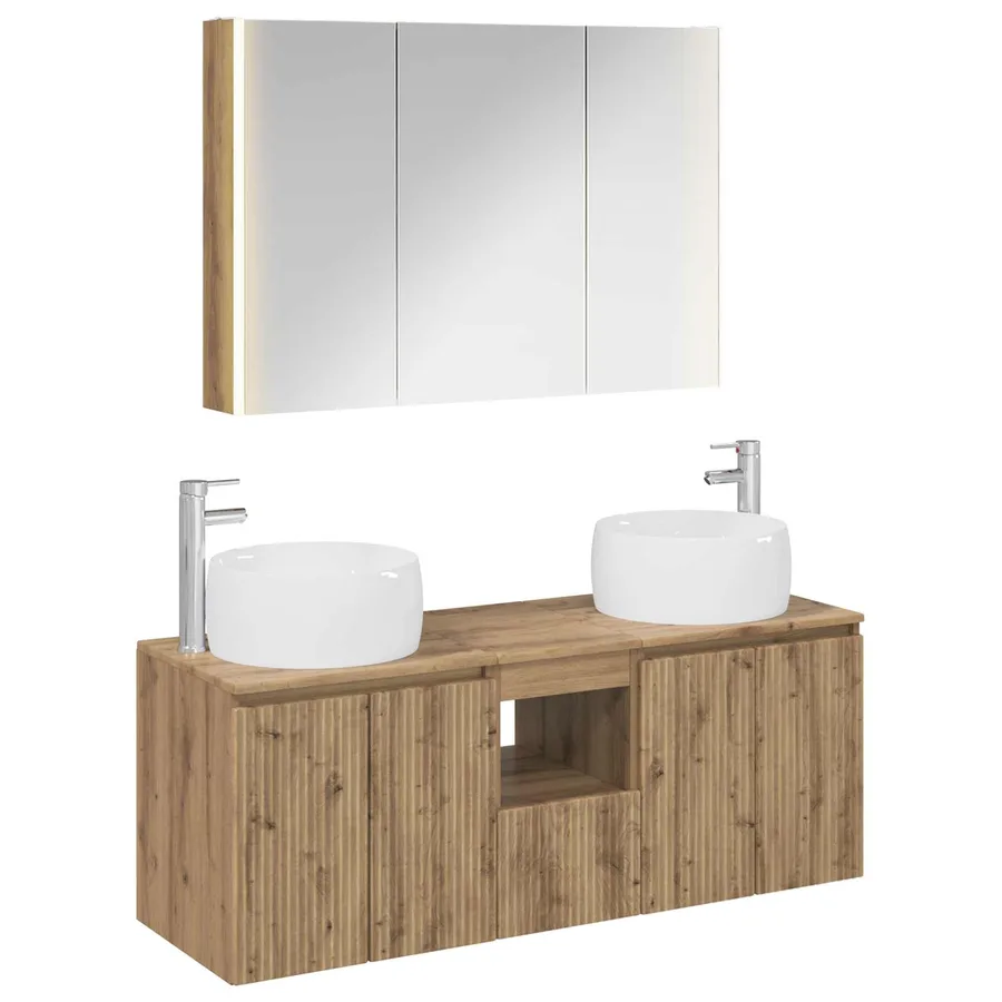 Ensemble d'armoire de salle de bain 4 pc Chêne artisanal - 2