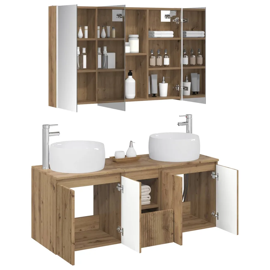 Ensemble d'armoire de salle de bain 4 pc Chêne artisanal - 3