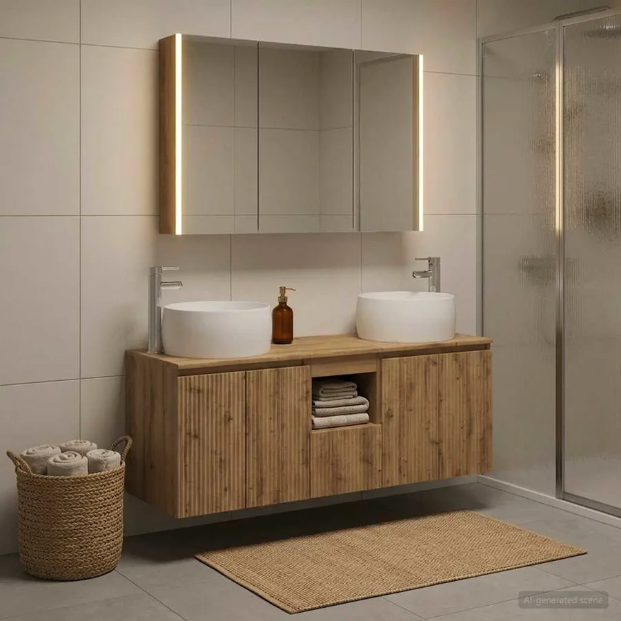 Ensemble d'armoire de salle de bain 4 pc Chêne artisanal - 4
