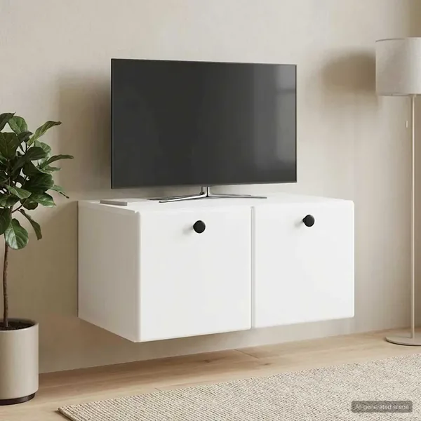 Meuble TV mural 59,5 x 41 x 30 cm Blanc Bois d'ingénierie