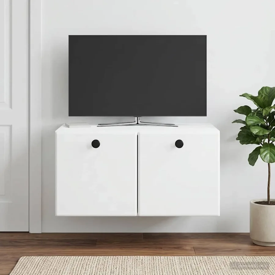 Meuble TV mural 59,5 x 41 x 30 cm Blanc Bois d'ingénierie - 4