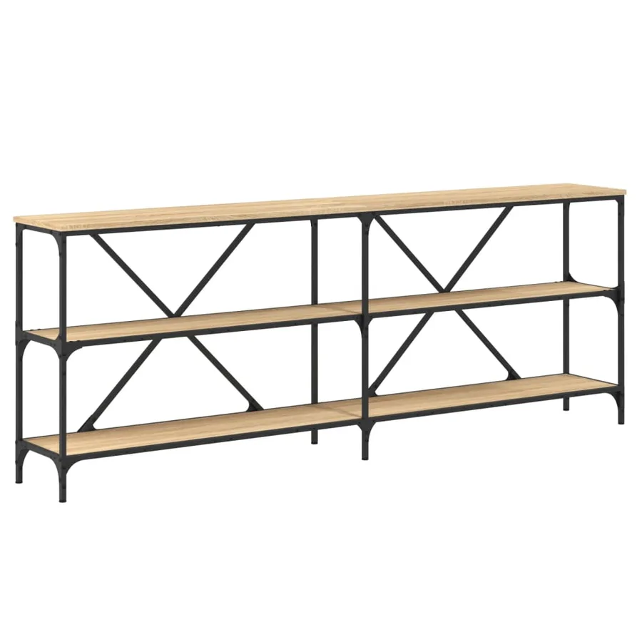 Table console chêne sonoma 200x30x75cm bois d'ingénierie et fer - 2