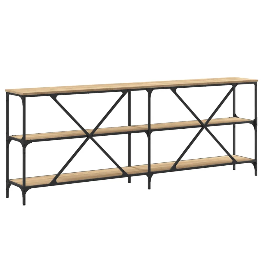 Table console chêne sonoma 200x30x75cm bois d'ingénierie et fer - 6