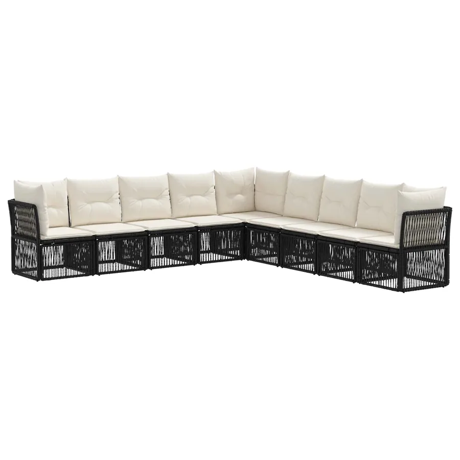 Ensemble de canapé de jardin 9 pcs Noir polyrotin