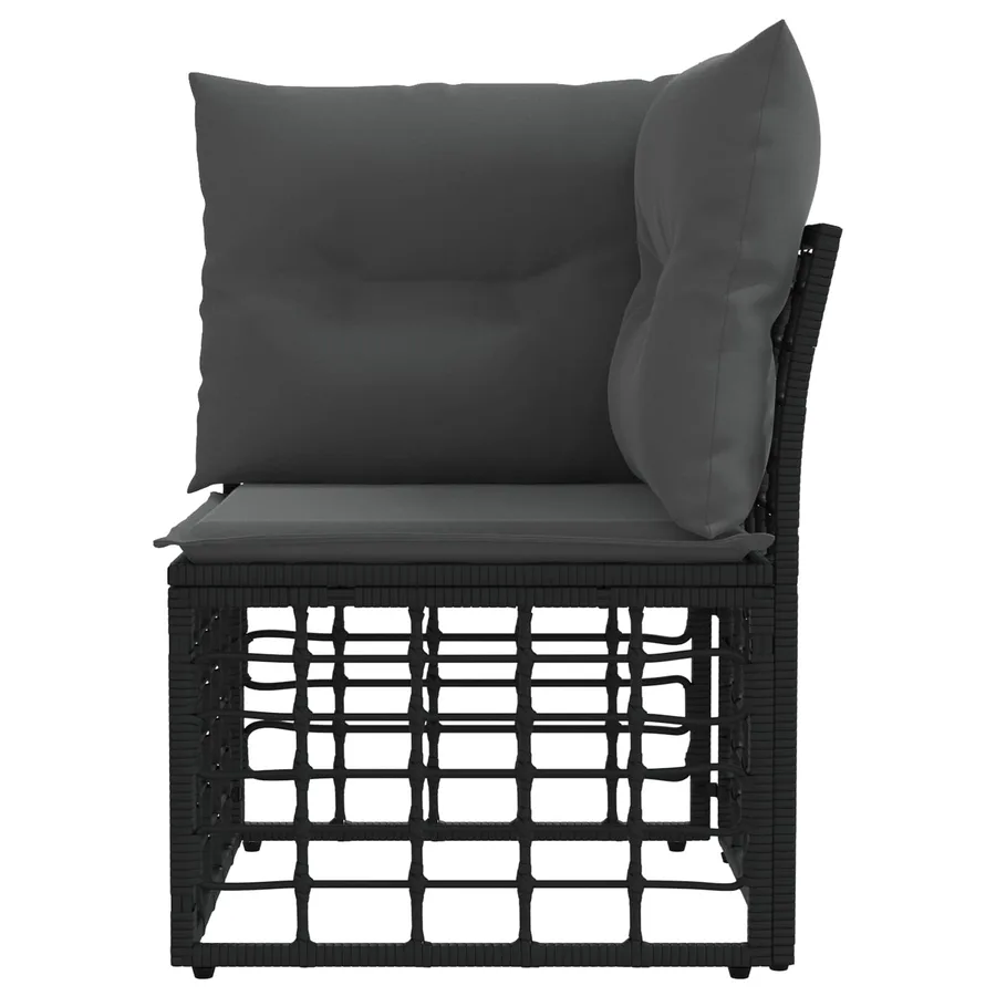 Unité de canapé d'angle modulable pour extérieur Noir polyrotin - 4
