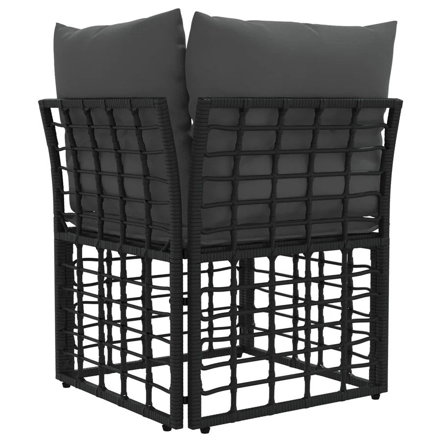 Unité de canapé d'angle modulable pour extérieur Noir polyrotin - 5