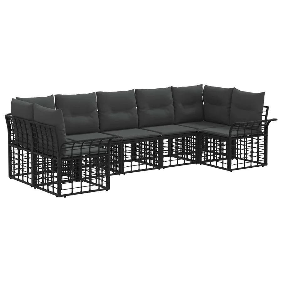 Ensemble de canapés d'extérieur 7 pcs Noir et Gris foncé - 2