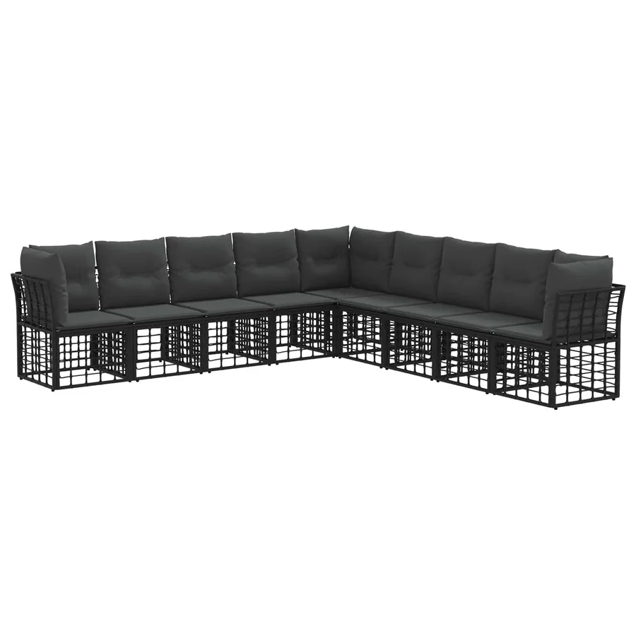 Ensemble de canapés d'extérieur Noir Polyester - 2