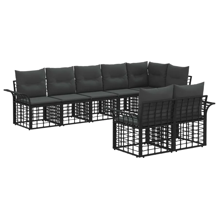 Ensemble de canapés d'extérieur 8 pcs Noir et Gris foncé - 2