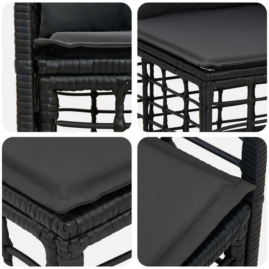 Ensemble de canapés d'extérieur 8 pcs Noir et Gris foncé - 5