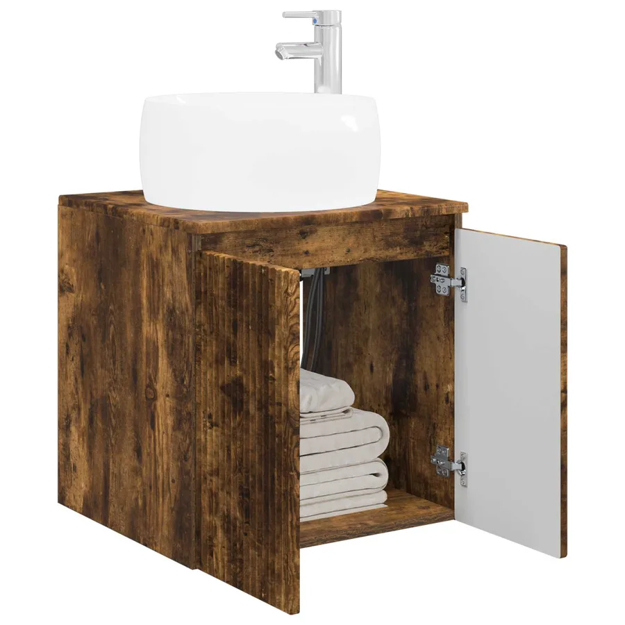 Vanité de lavabo mural Chêne fumé 49,5 x 44,5 x 66 cm - 3