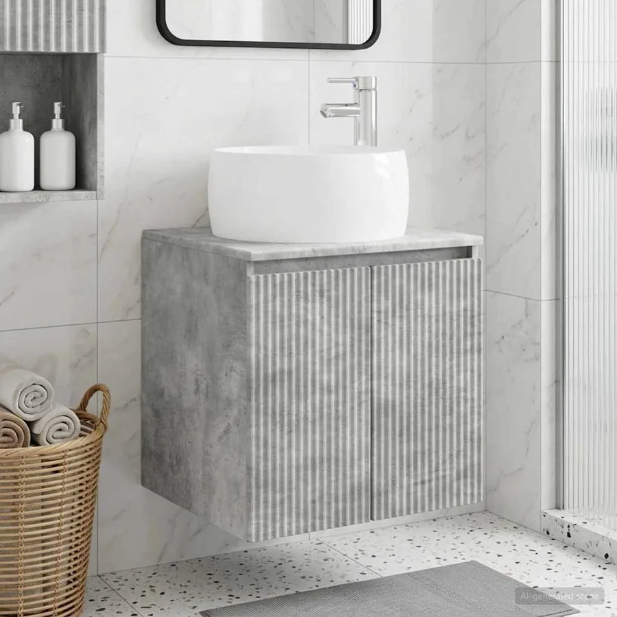Vanité de lavabo mural Gris béton 49,5 x 44,5 x 66 cm