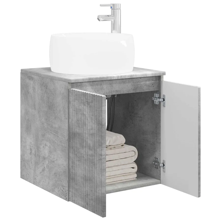 Vanité de lavabo mural Gris béton 49,5 x 44,5 x 66 cm - 3