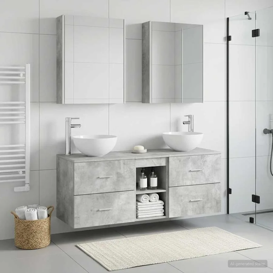 Ensemble de mobilier de salle de bain 5 pcs Gris béton