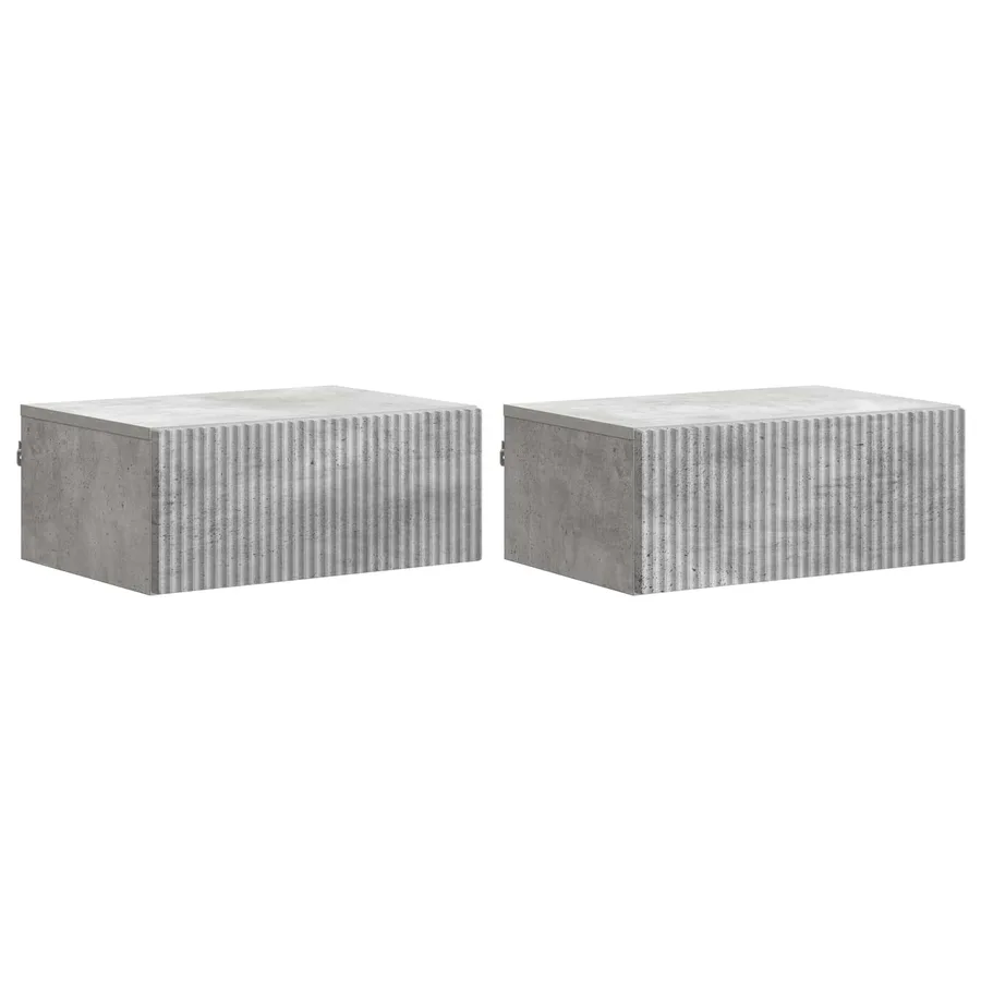Cabinet de chevet mural 2 pcs Gris béton 49 x 34,5 x 20 cm - 2