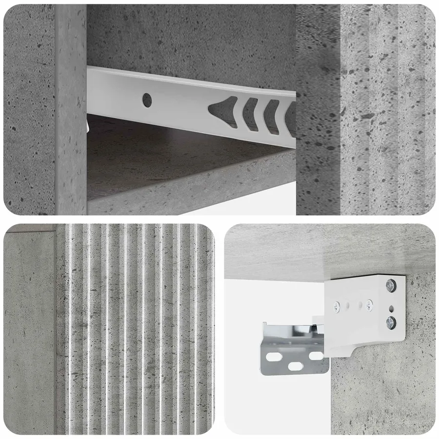 Cabinet de chevet mural 2 pcs Gris béton 49 x 34,5 x 20 cm - 8