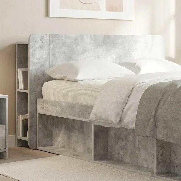 Cabinet de Tête de Lit Gris béton Bois d'ingénierie