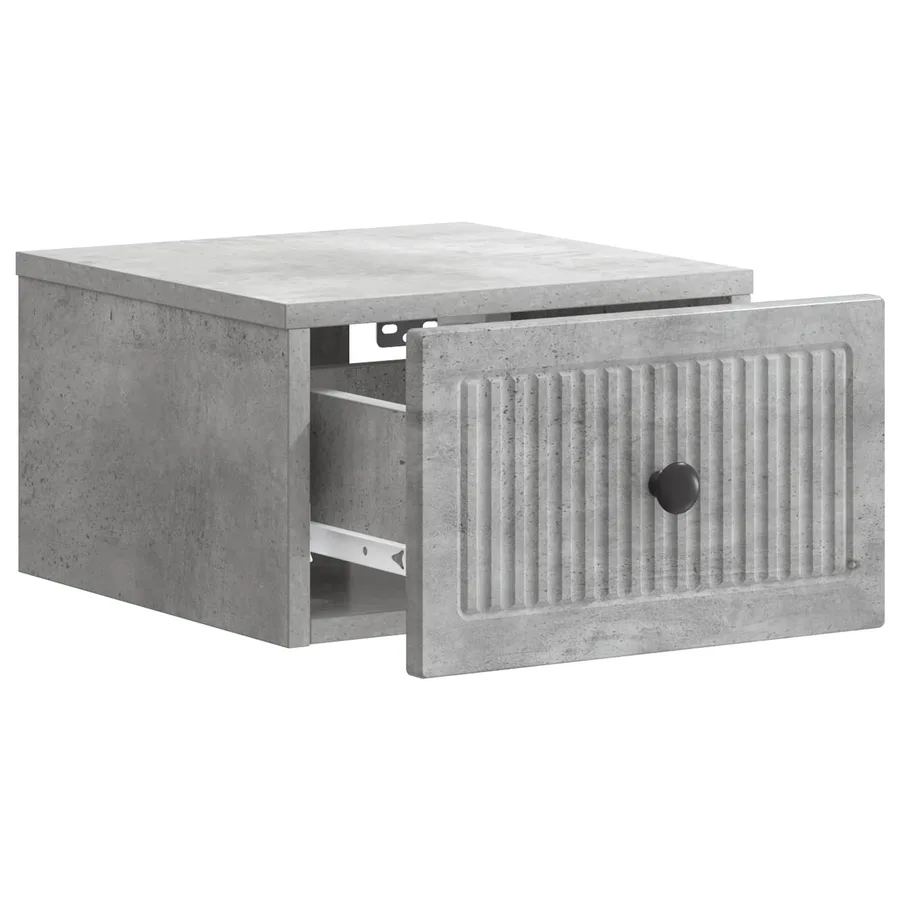 Cabinet de chevet mural Gris béton 33 x 34,5 x 20 cm - 4