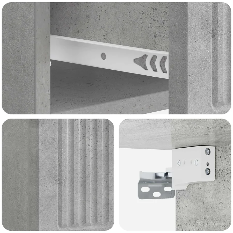 Cabinet de chevet mural Gris béton 33 x 34,5 x 20 cm - 8