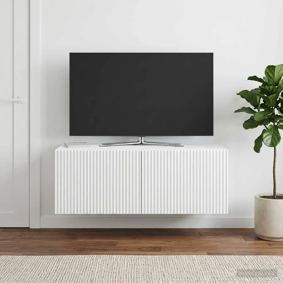 Meuble TV mural Blanc 78,5 x 41 x 30 cm Bois d'ingénierie - 4