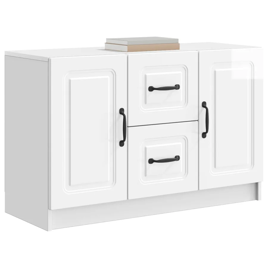 Buffet Blanc brillant 89 x 34,5 x 57 cm Bois d'ingénierie - 3
