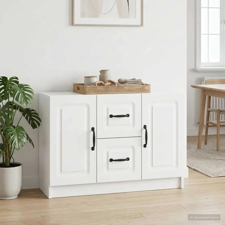 Buffet Blanc brillant 89 x 34,5 x 57 cm Bois d'ingénierie - 4
