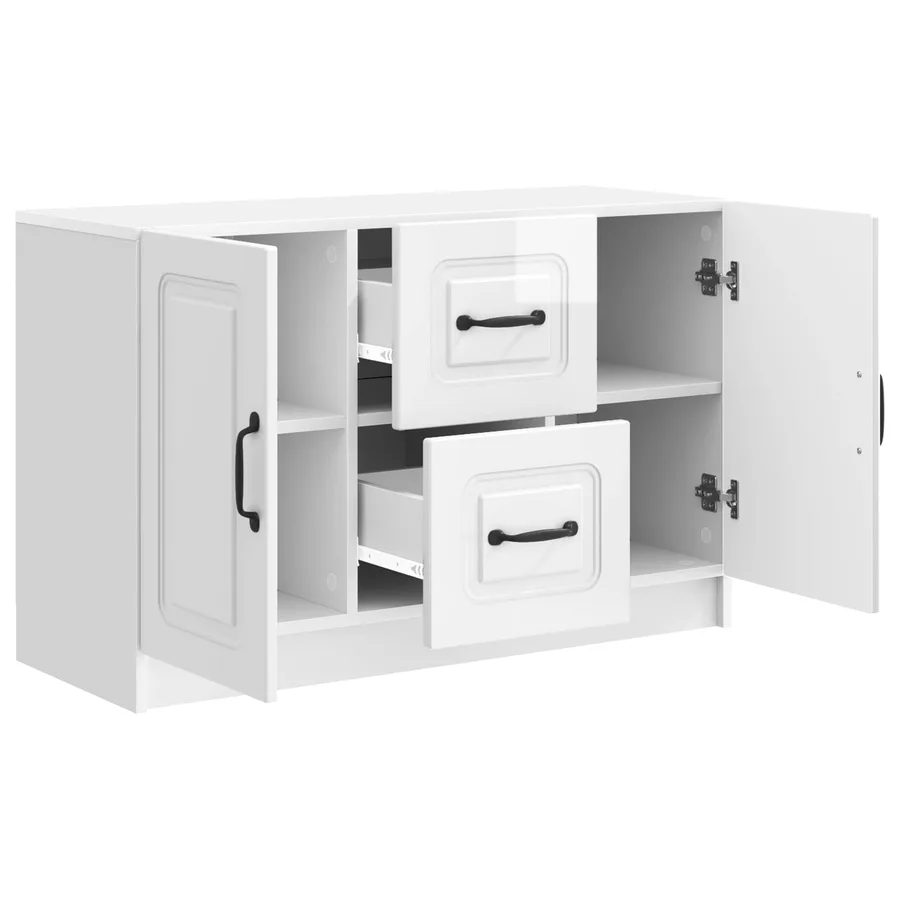 Buffet Blanc brillant 89 x 34,5 x 57 cm Bois d'ingénierie - 5