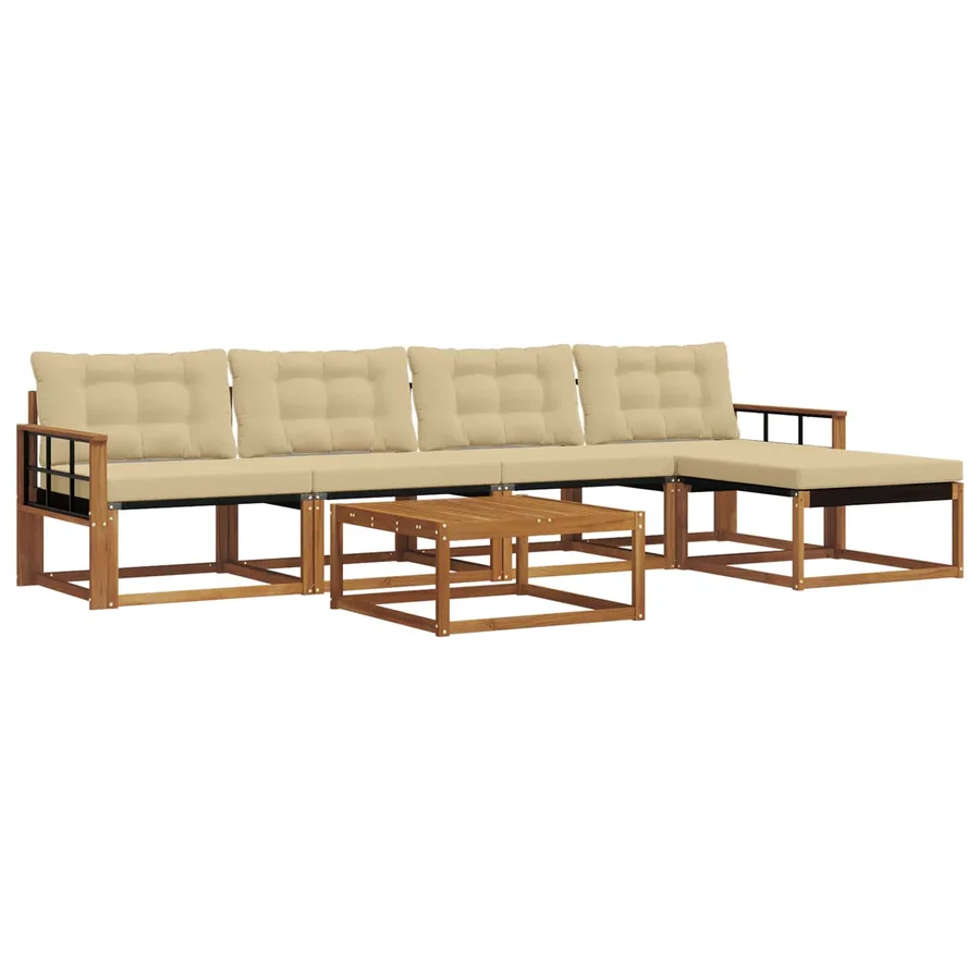 Ensemble de canapés d'extérieur 6 pcs Naturel et Beige - 2