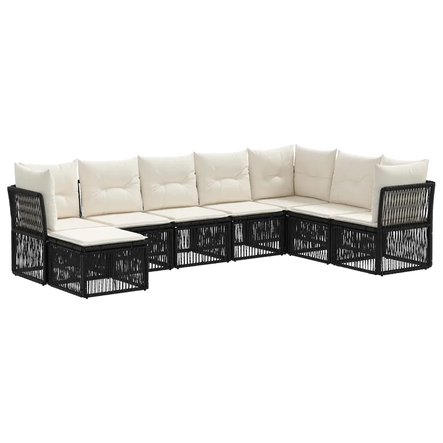 Ensemble de canapé de jardin 8 pcs Noir polyrotin - 2
