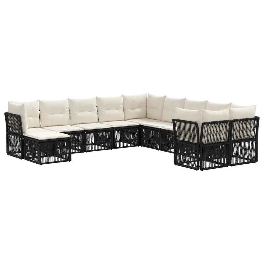 Ensemble de canapé de jardin 11 pcs Noir polyrotin - 2