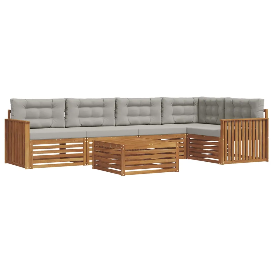 Ensemble de canapés d'extérieur 6 pcs Gris Naturel et Clair - 2