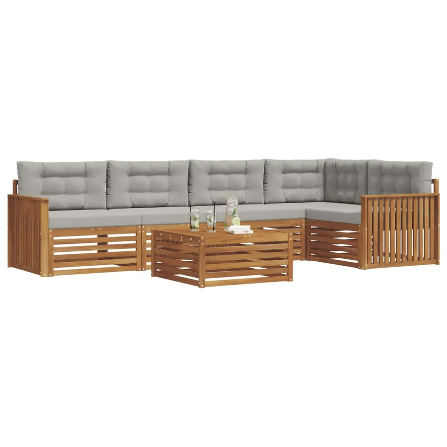 Ensemble de canapés d'extérieur 6 pcs Gris Naturel et Clair - 3