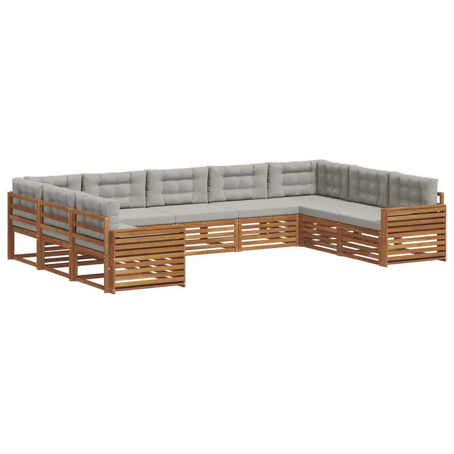Ensemble de canapés d'extérieur 9 pcs Gris Naturel et Clair - 2