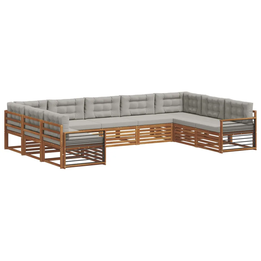 Ensemble de canapés d'extérieur 9 pcs Gris Naturel et Clair - 2