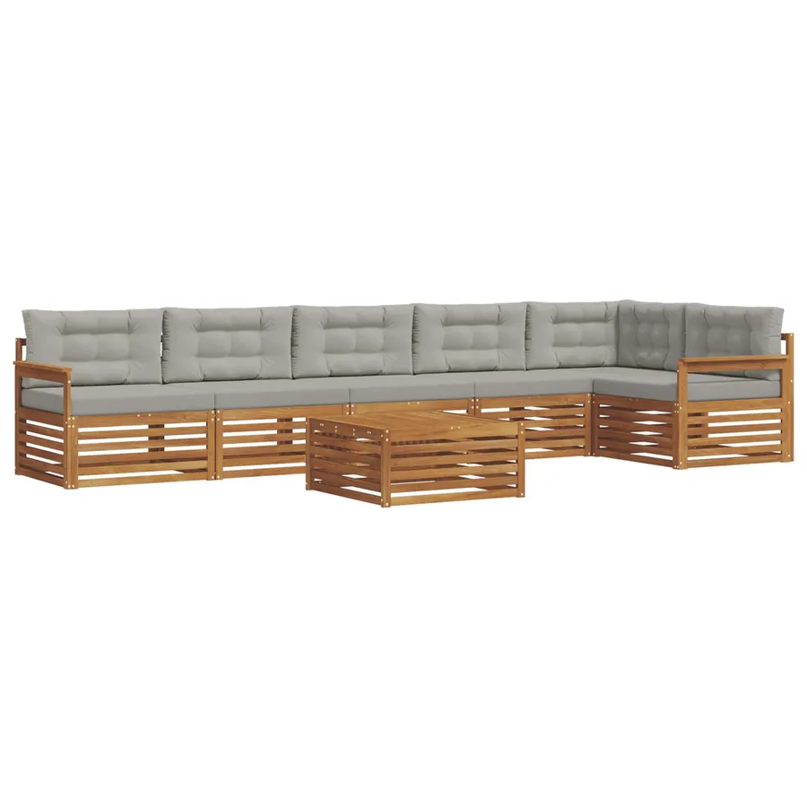 Ensemble de canapés d'extérieur 7 pcs Gris Naturel et Clair - 2