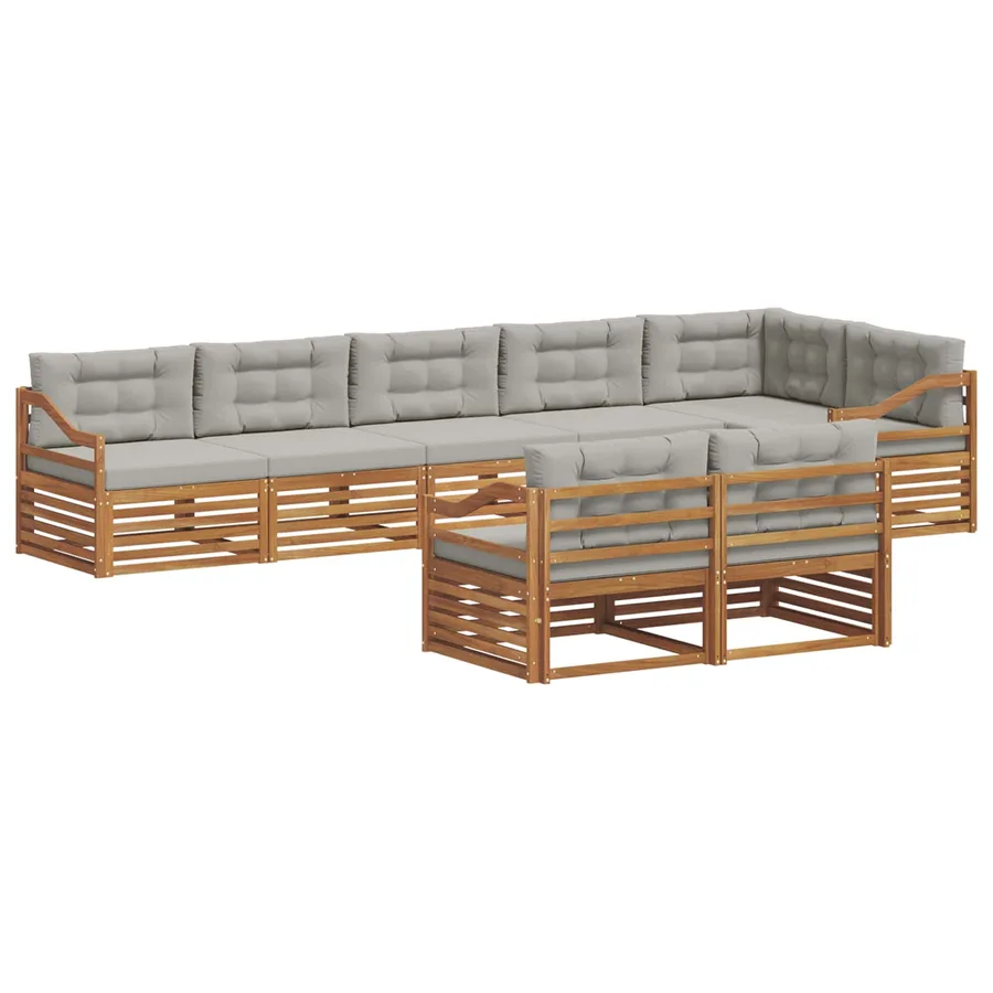 Ensemble de canapés d'extérieur 8 pcs Gris Naturel et Clair - 2