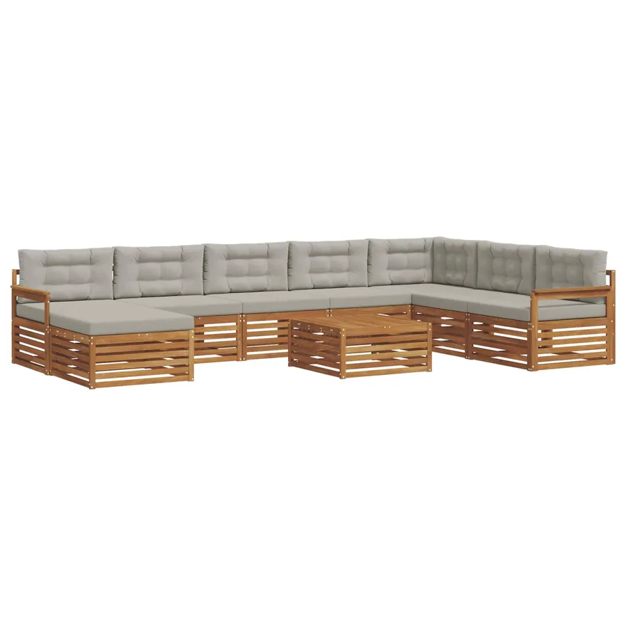 Ensemble de canapés d'extérieur 9 pcs Gris Naturel et Clair - 2