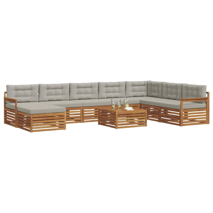 Ensemble de canapés d'extérieur 9 pcs Gris Naturel et Clair - 3