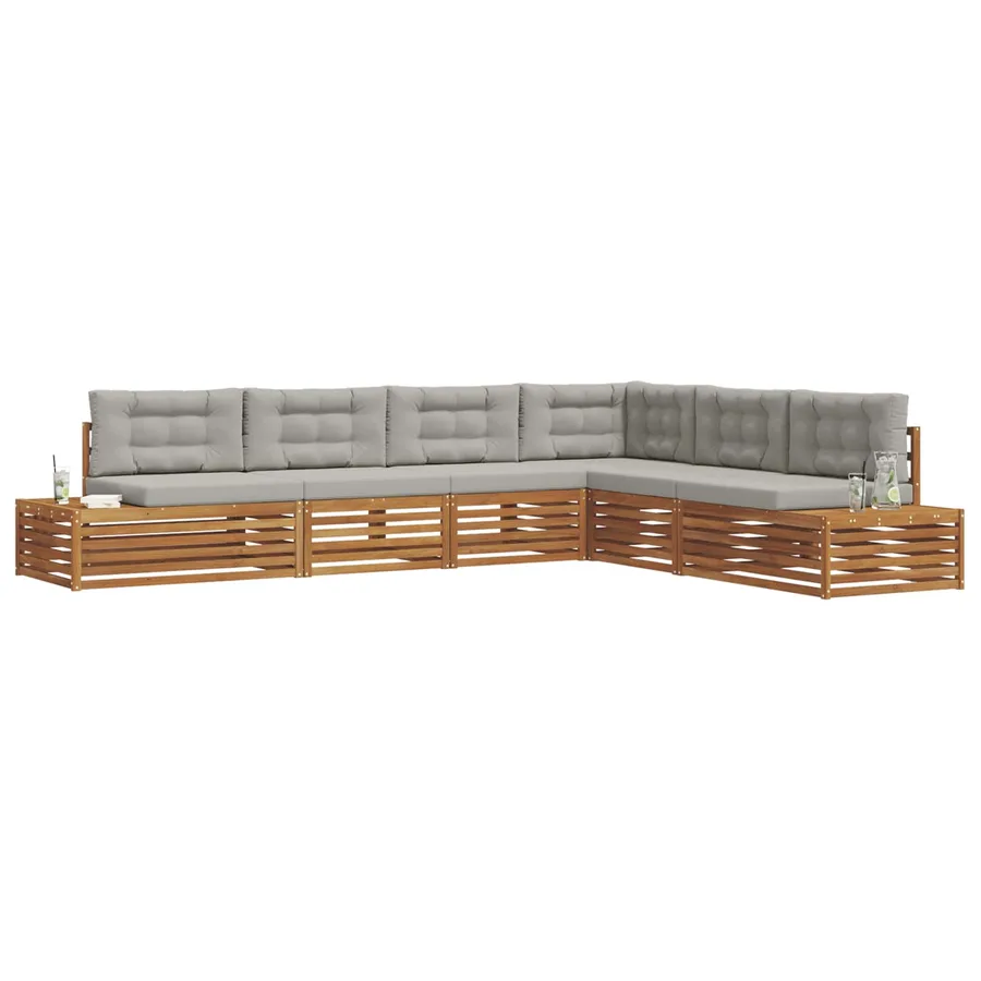 Ensemble de canapés d'extérieur 6 Pièce Gris Naturel et Clair - 3