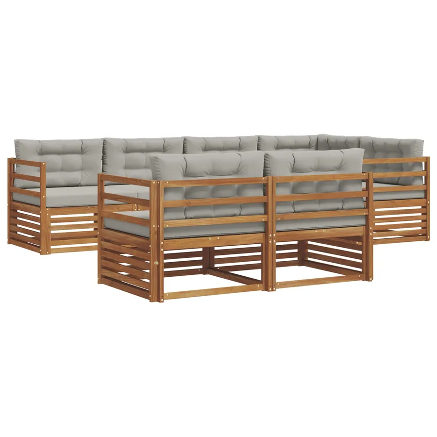 Ensemble de canapés d'extérieur 7 pcs Gris Naturel et Clair - 2