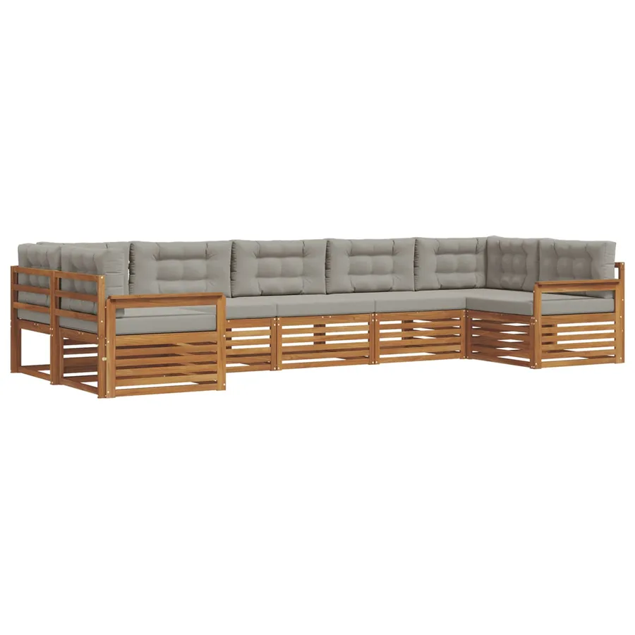 Ensemble de canapés d'extérieur 7 pcs Gris Naturel et Clair - 2