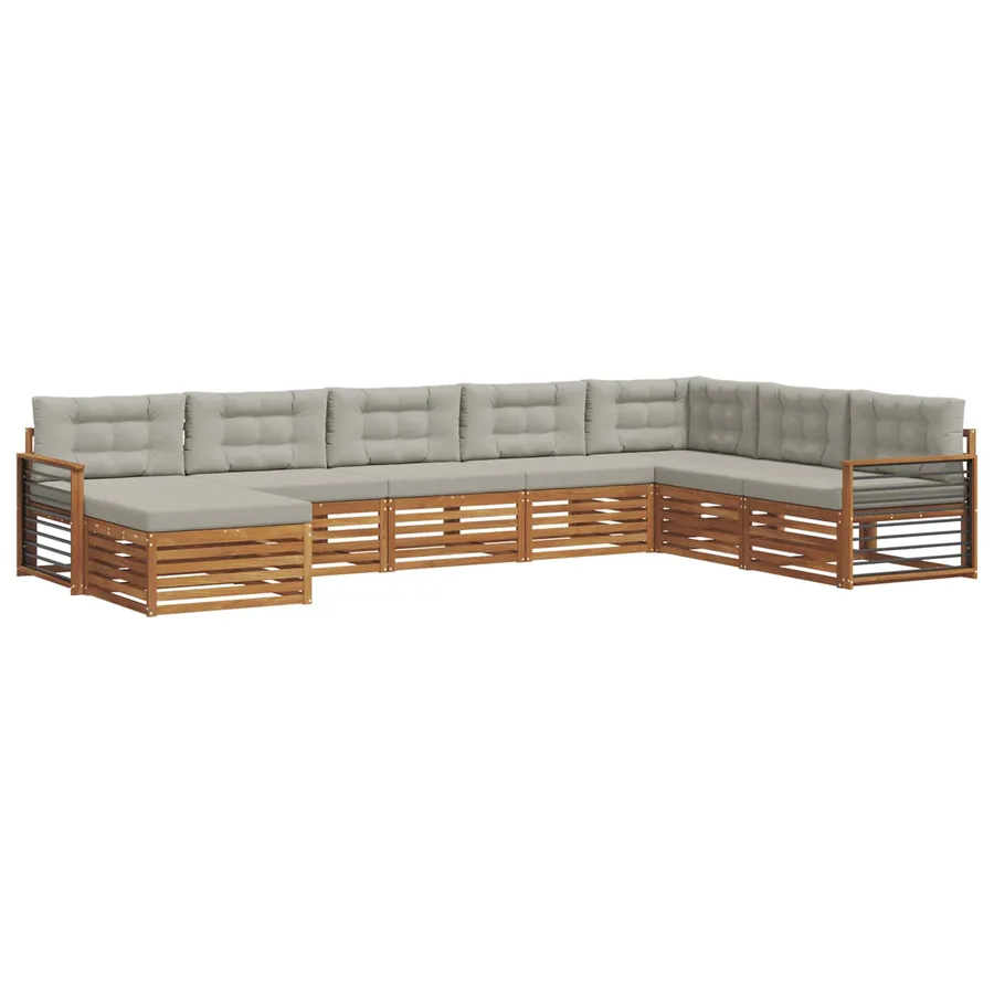 Ensemble de canapés d'extérieur 8 pcs Gris Naturel et Clair - 2
