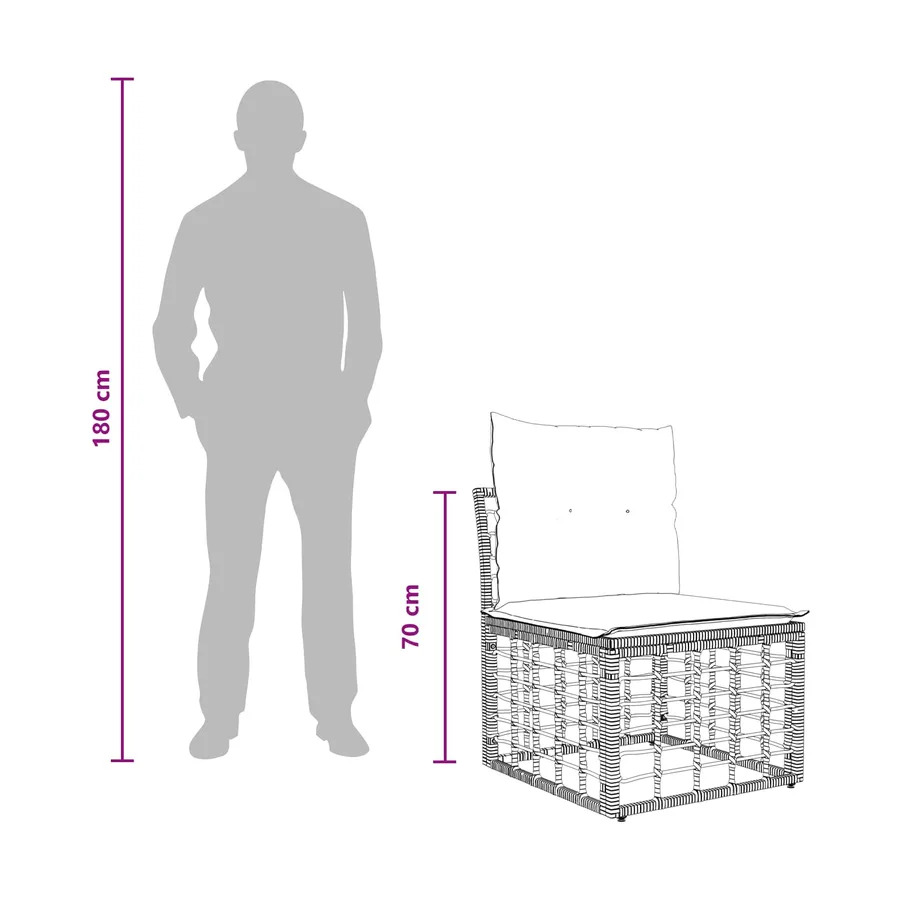 Unité de canapé sans accoudoir modulable pour extérieur Noir - 10