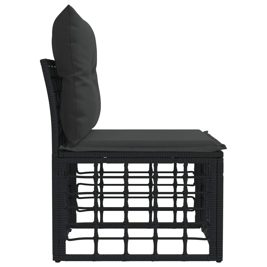 Unité de canapé sans accoudoir modulable pour extérieur Noir - 5