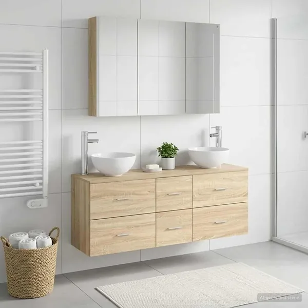 Ensemble de mobilier de salle de bain 4 pcs Chêne Sonoma