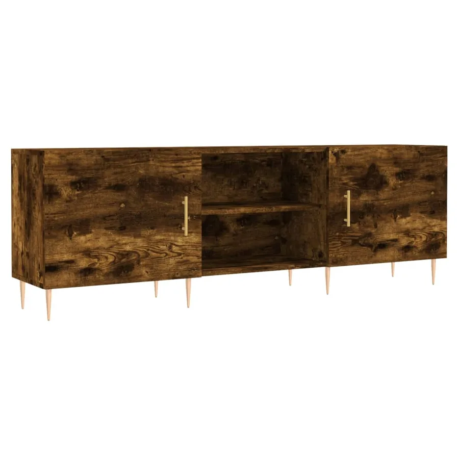 Meuble TV chêne fumé 150x30x50 cm bois d'ingénierie - 2