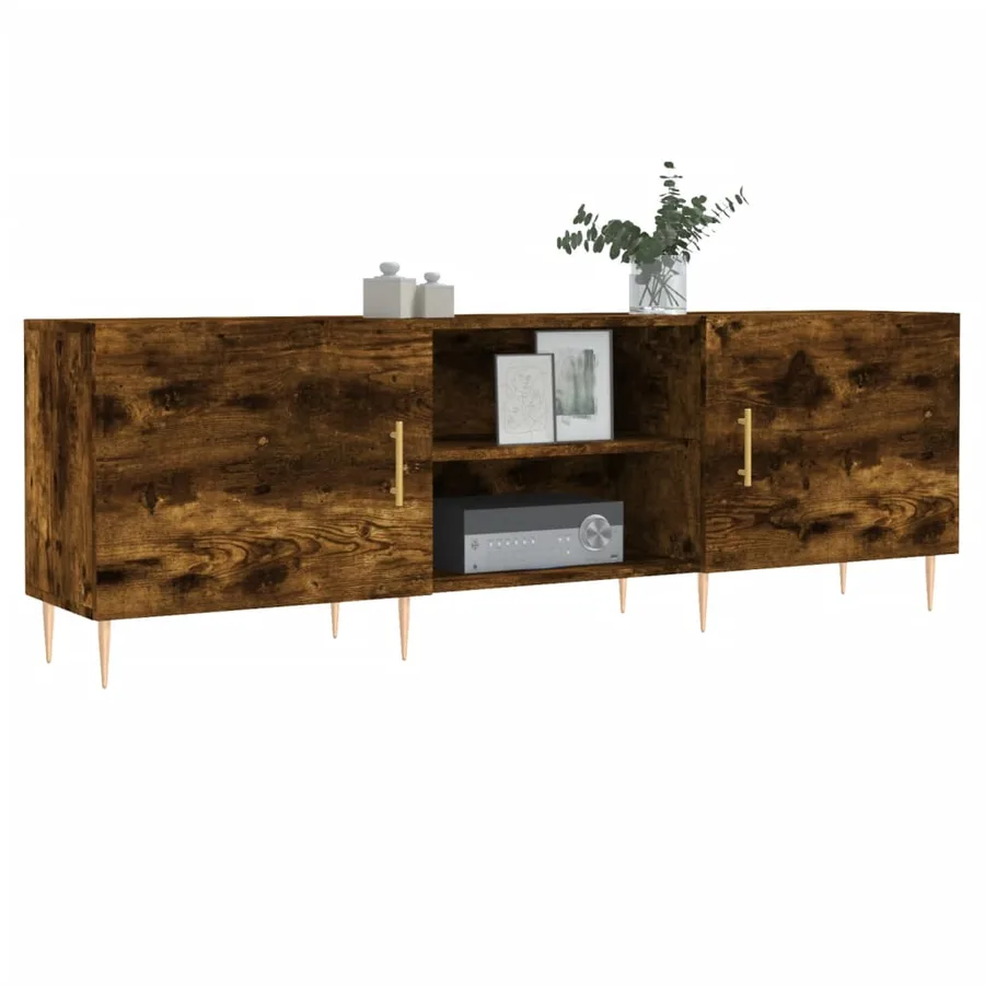 Meuble TV chêne fumé 150x30x50 cm bois d'ingénierie - 3