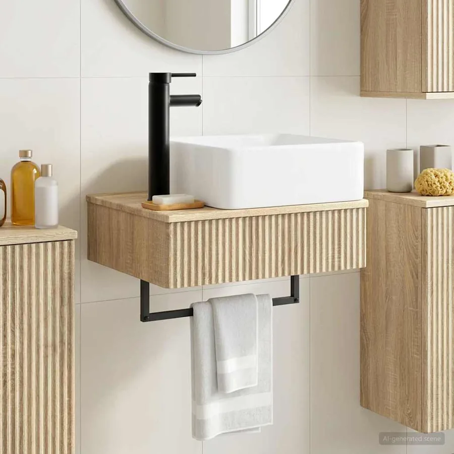 Basin de lavage mural Chêne Sonoma 50 x 41 x 39 cm
